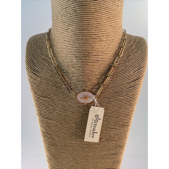 Trades By Haim Shahar Gold plated Link Chain Necklace with Mother of Pearl Spain - Picture 2 of 7